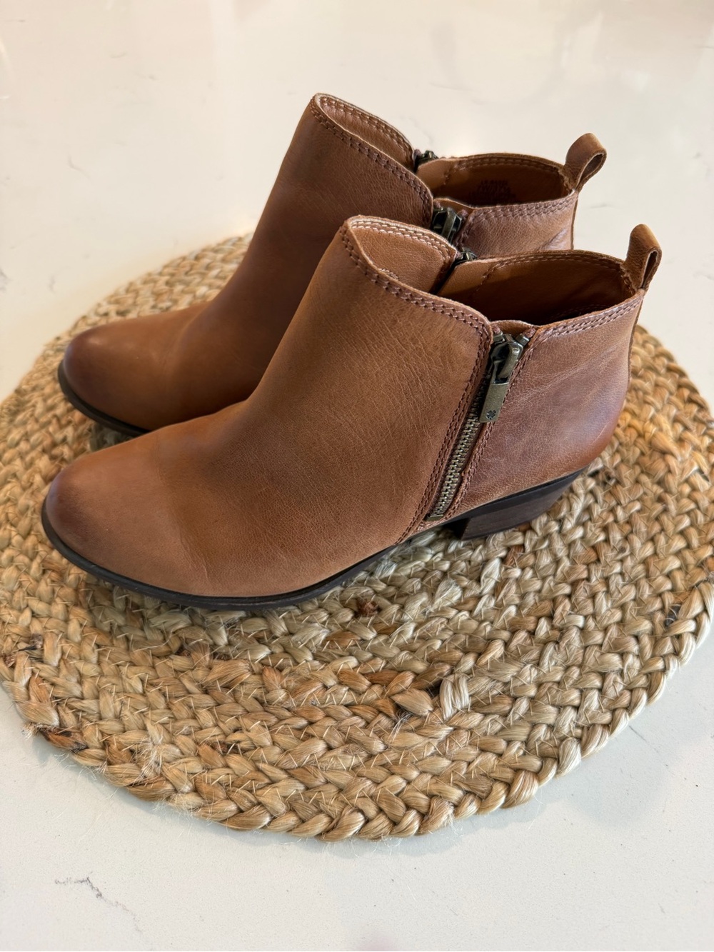 Lucky Brand Brown Ankle Boots - Classic Side-Zip. Size 7.5
